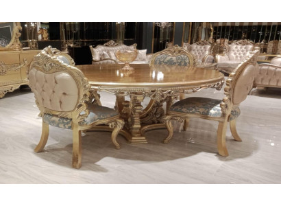 5-piece classic dining room set with round table and chairs