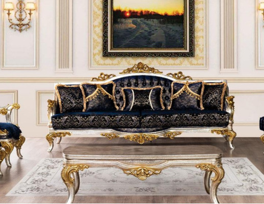 Three-seater sofa couch 3-seater sofa sofas fabric style baroque rococo classic new
