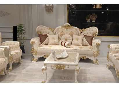Three-seater sofa, 3-seat sofa, sofas, baroque rococo seating, fabric style baroque furniture