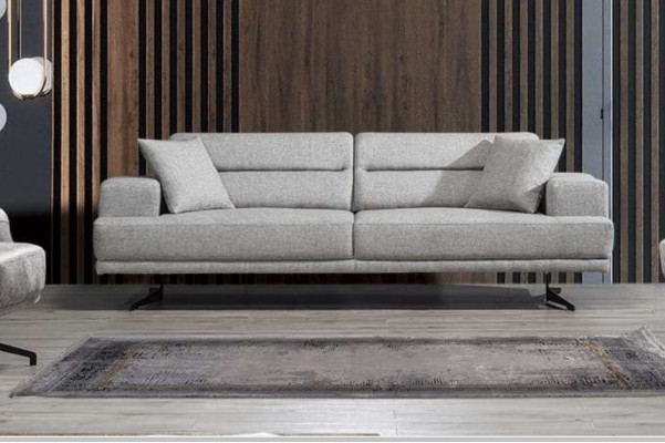 3-seater sofa, leather three-seater, seat cushion design, modern living room, gray