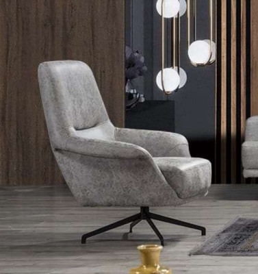 Armchair Design Couch Sofa Relax Leather Lounge Club Seat Luxury Seating Gray Modern