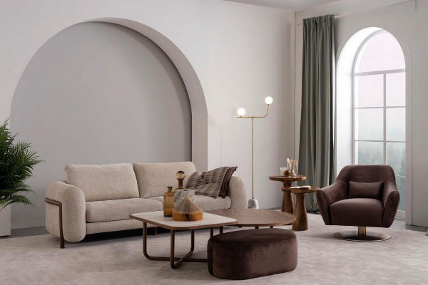 Brown luxury lounge chair modern design upholstered furniture living room