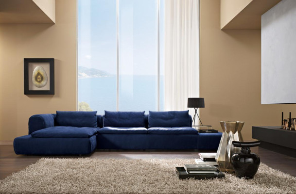 L-shaped sectional furniture blue sofas textile couch upholstery couches sofa