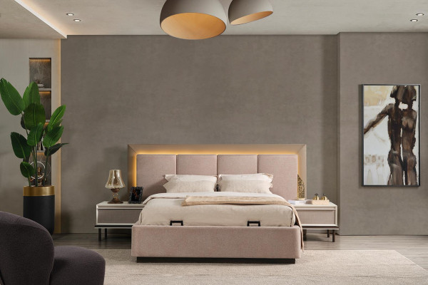 Bedroom set bed 2x nightstands wardrobe luxury new 4-piece