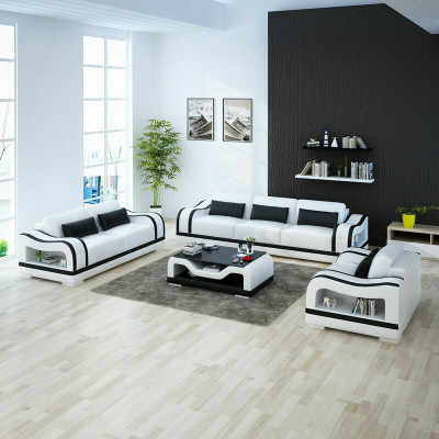 Leather sofa couch living area 3+2+1 seater suite design modern sofa G8030D