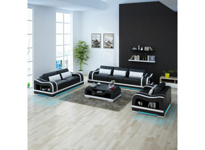 Leather sofa couch living area 3+2+1 seater suite design modern sofa G8030D