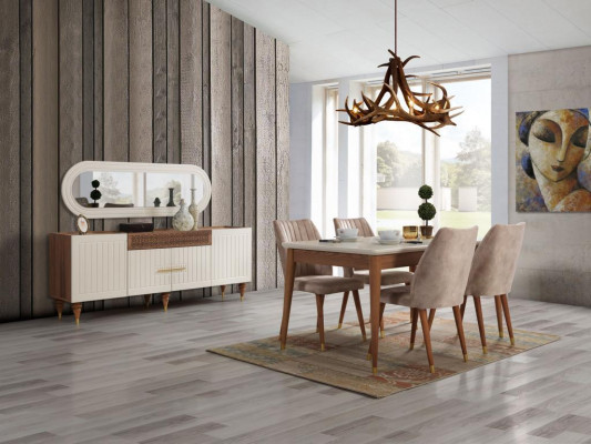 Complete living room set + dining room suite table shelving sideboard 6-piece.