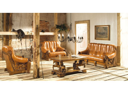 Living room sofa set couch upholstery seat sofa leather wood 3+1+1 set