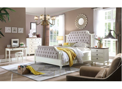 Bedroom Complete Set Royal Baroque Bed Dressing Table Nightstand 6 pcs.