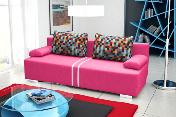 Sofa bed 3-seater with sleeping function, bed box, and fold-out couch - Designer sofa