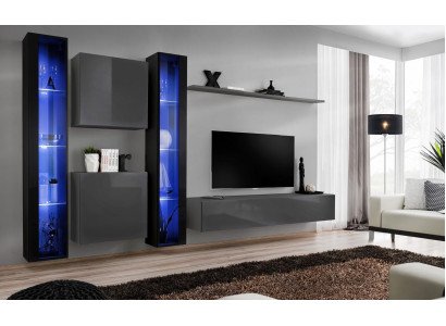 Living room furniture 2x wall cabinet gray modern sideboard furnishing hanging display cabinet