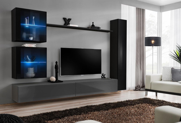 Black wall cabinet designer living wall luxury living room furniture wall shelf