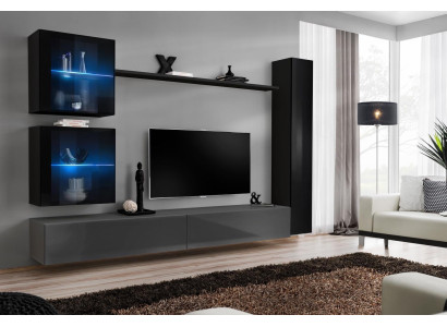 Black wall cabinet designer living wall luxury living room furniture wall shelf