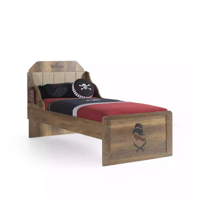 Children's Room Set Pirate Bed Frame Youth Bed Wood Brown 5-piece Set