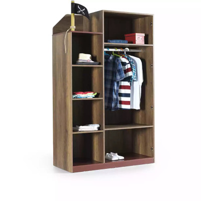 Children's room pirate bed ship wardrobe table double beds 5-piece set