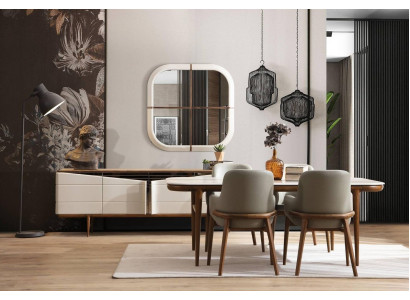 Brown-White Dining Room Furniture Designer Dining Room Set Luxury 9-Piece Set