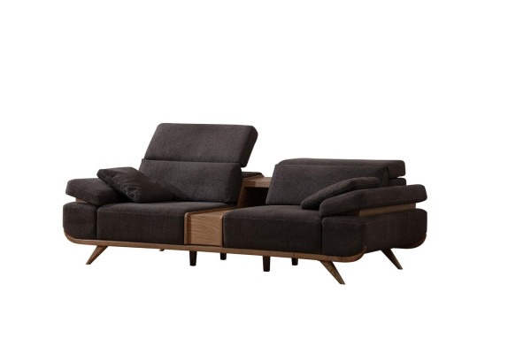 Brown-white seating suite, three-seater luxurious upholstered armchair 2-piece set