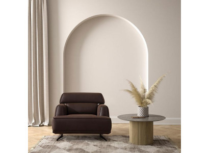Designer brown armchair upholstered furniture lounge single-seater living room furniture