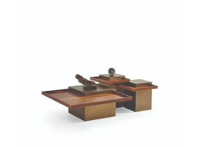 Modern brown coffee table set living room wood coffee table luxury set