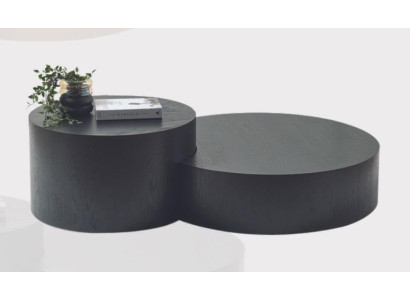 Modern Black Coffee Table Set Designer Round Coffee Table Side Table