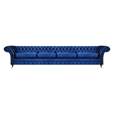 Luxury Modern Seating Furniture Sofa Four-Seater Couch Blue Chesterfield Living Room