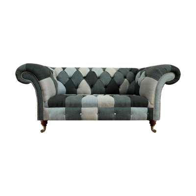 Multicolored luxury sofa two-seater couch living room textile furniture seating Chesterfield