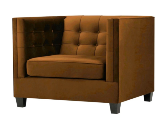Modern Chesterfield Armchair Textile Fabric Brown Creative Furniture Living Room Brown
