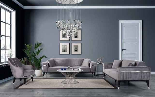 Armchair Single-Seater Sofas Living Room Textile Fabric Furniture Color Gray