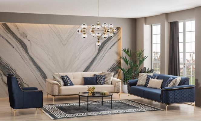 Three-seater sofa 3-seater luxury sofas living room furniture decor fabric design