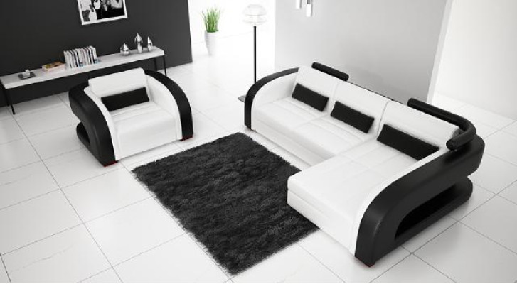 Leather sofa with USB padded corner sofa living area upholstery corner sofa Bergamo couch