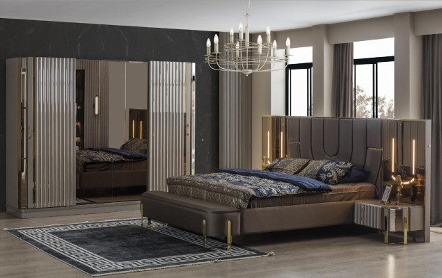 Luxury Bed Beds Modern Double Bed Brown Bed Frame Bedroom New