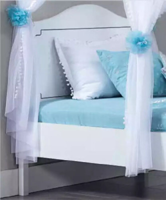 Children's room bedroom bed canopy bed 100x200cm white wood beds
