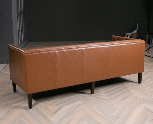 Men's Club Chesterfield Sofa Couch Leather Upholstery Three-Seater Brown