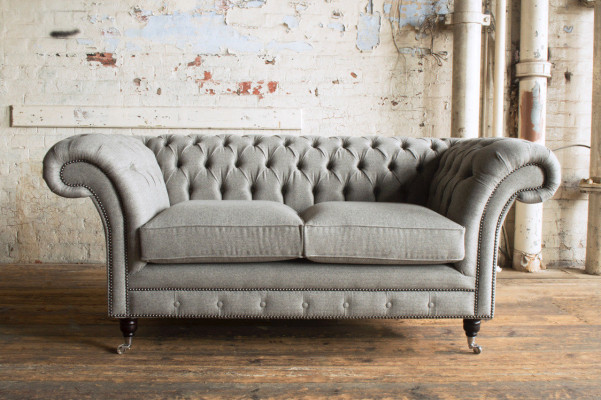 Sofa Couch Upholstery Design Seat Sofas Room Furniture Leather 2-seater Modern Gray Fabric