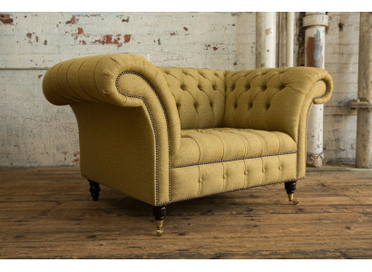 Armchair Couch Upholstery Sofa Textile Chesterfield Couches 1.5-Seater Single-Seater Yellow