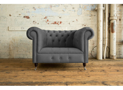 1 Seater Chesterfield Armchair Textile Upholstered Sofas Design Luxury Couch Fabric