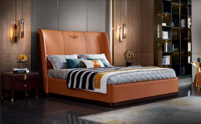 Orange bed bedroom new creative modern design furniture wood luxury beds