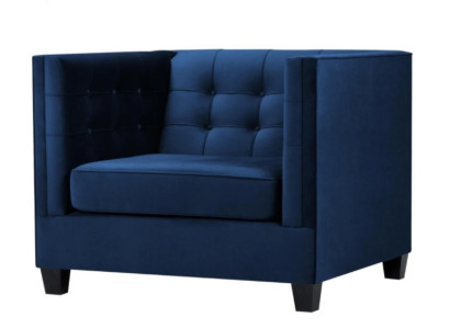 Blue Chesterfield Armchair Living Room Textile Fabric Blue Creative Furniture Modern