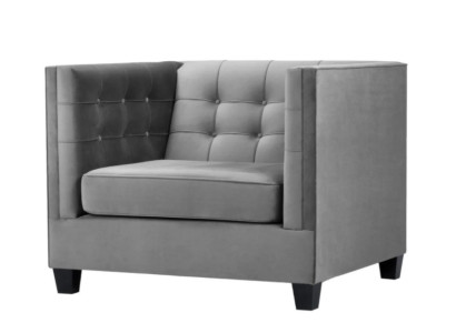 Chesterfield Armchair Textile Fabric Gray New Living Room Modern Creative