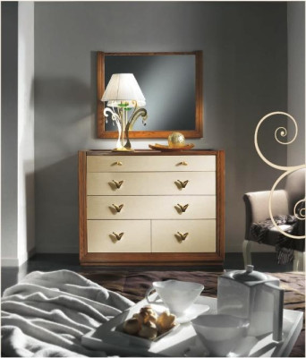 Dresser Mirror Garniture Console Dressers Wood Cabinets Console Italy Set 2-piece.