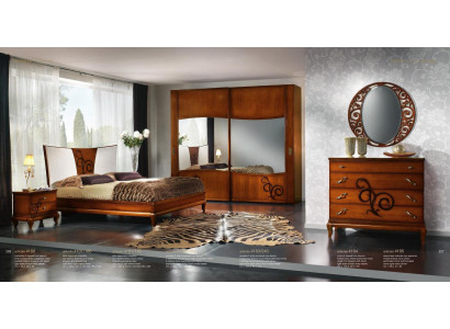 Bedroom bed bedside table wardrobe dresser mirror luxury new set 6-piece.