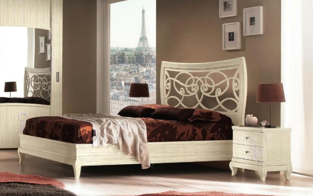 Luxury bed nightstand beds double bed frame set 3-piece bedroom.