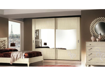 Wardrobe with sliding doors bedroom closet wall cabinets white mirror