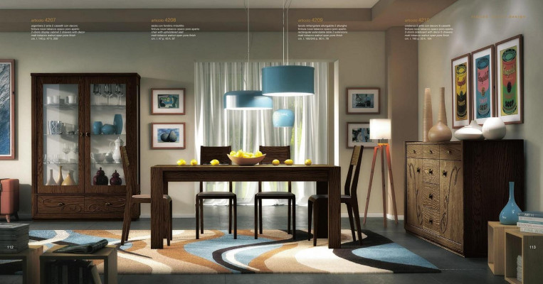 Dining group set 7-piece. Dining room dining table chair sideboard display cabinet table tables wood.