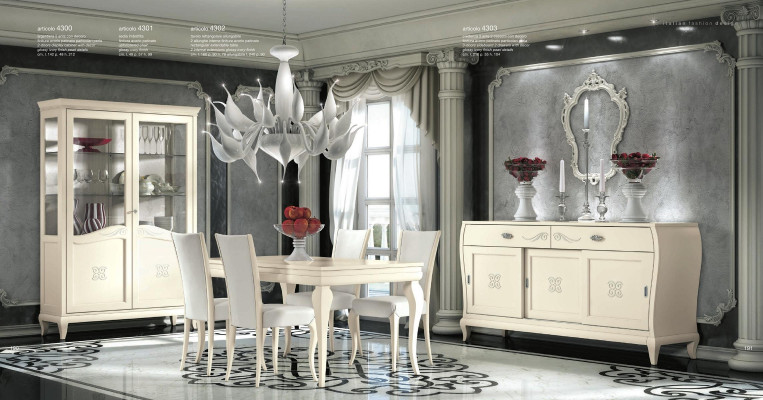 Dining room dining table chair sideboard display cabinet dining table set wood Italy set 7-piece