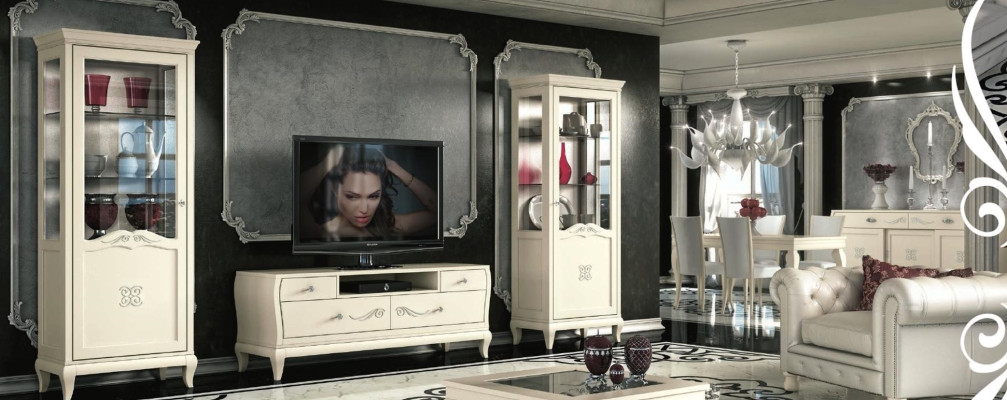 Luxury Living Room TV Set Cabinet Modern Wood Furniture Wardrobe Style Cabinets 3-piece