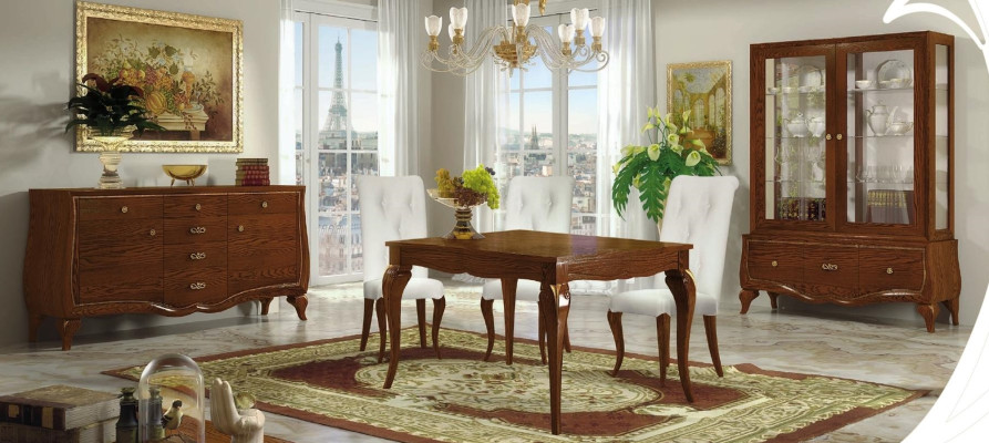 Dining room set dining table chair sideboard display cabinet table tables group set 7-piece.