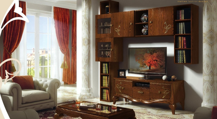 Classic group RTV set living room display cabinet modern wood furniture cupboard style