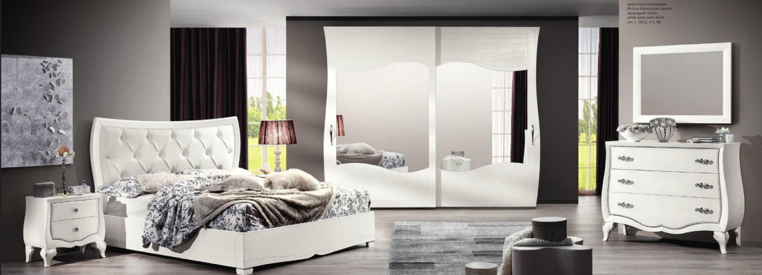 Bedroom set bed nightstand wardrobe dresser mirror 6-piece set