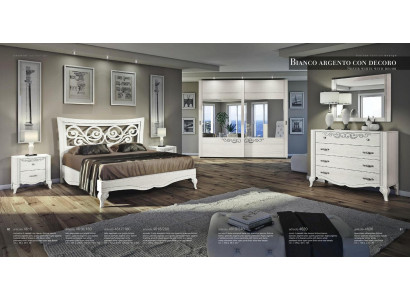 6-piece bedroom set: bed, nightstand, wardrobe, chest of drawers, mirror suite